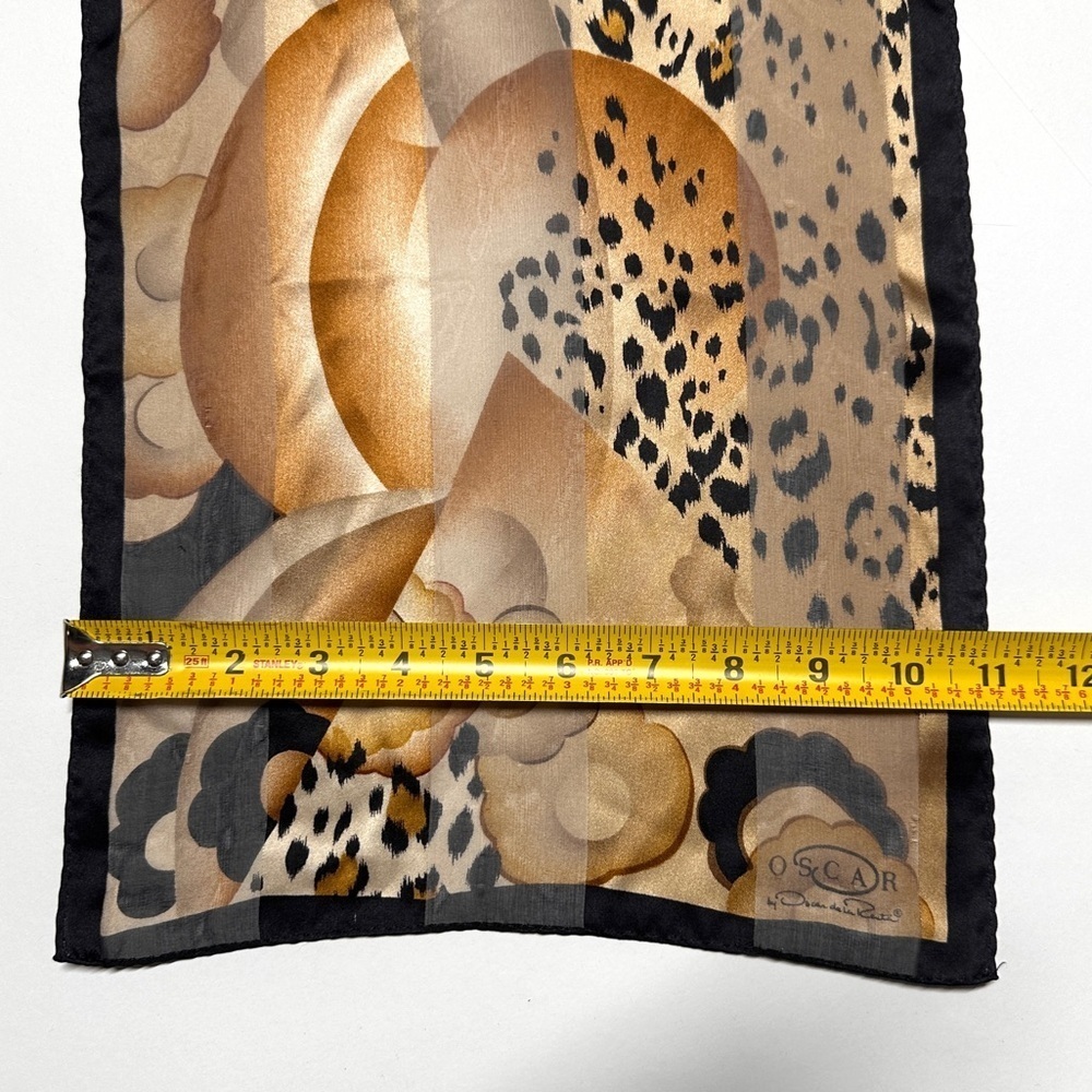 Vintage 80s Oscar de la Renta Silk Wrap Scarf Floral Animal Print Old Money - Picture 8 of 12